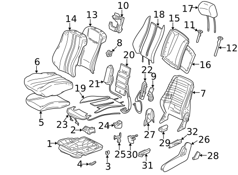 Front Seat Components for 2001 Mercedes-Benz E55 AMG #0