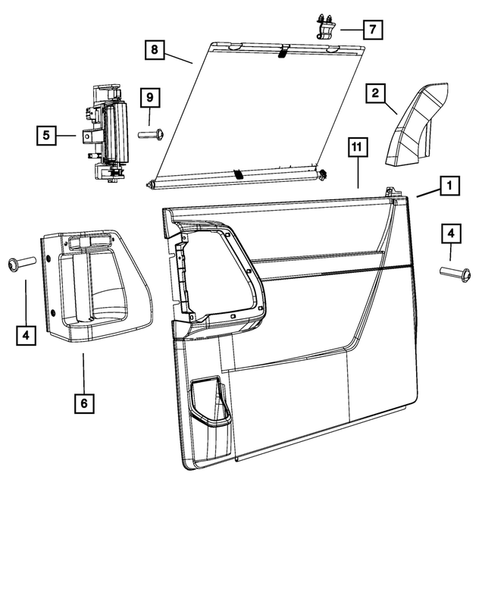 Door Trim Panels-Front and Rear for 2010 Chrysler Town & Country #1