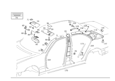Roof Attachment Parts, Door Edge Guard Sections, Panelling for 1999 Mercedes-Benz E430 #2