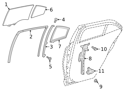 Glass - Rear Door for 2025 Toyota Corolla #0