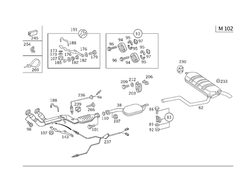 Exhaust System on Gasoline Vehicles for 1988 Mercedes-Benz 300TE #1