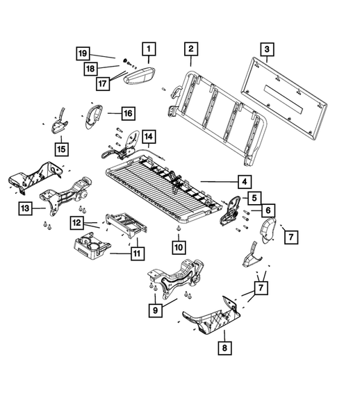 Rear Seats - Second Row - Adjusters, Recliners, Shields and Risers for 2019 Dodge Grand Caravan #1