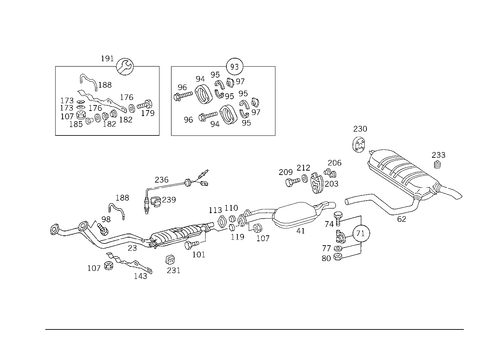 Exhaust System on Gasoline Vehicles for 1988 Mercedes-Benz 300TE #2