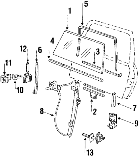 Glass - Front Door for 1991 Volkswagen Jetta #0