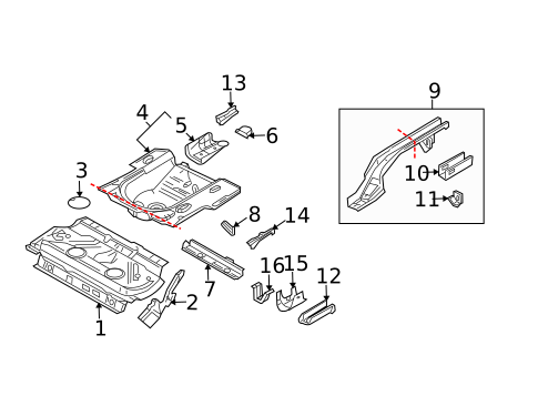 Rear Floor & Rails for 2002 Volkswagen Jetta #0