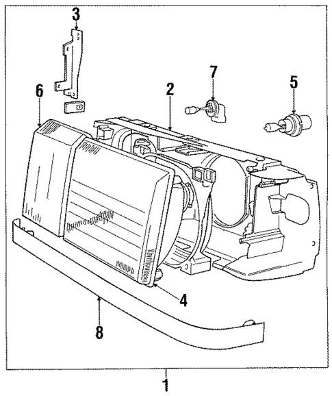 Headlamp Components for 1988 Volvo 760 #0