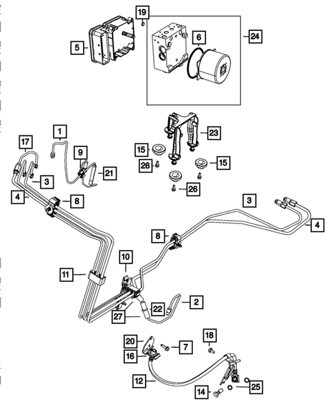 Hydraulic Control Unit, Brake Tubes and Hoses for 2012 Dodge Challenger #0