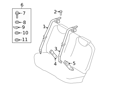 Rear Seat Belts for 2012 Hyundai Elantra #0
