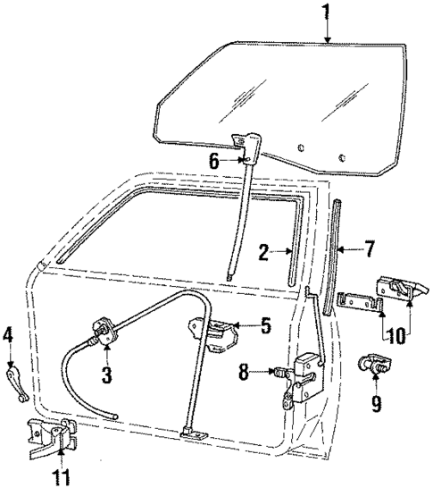 Glass - Front Door for 1985 Ford Escort #3