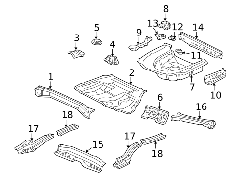 Rear Floor & Rails for 2005 Lexus ES330 #0