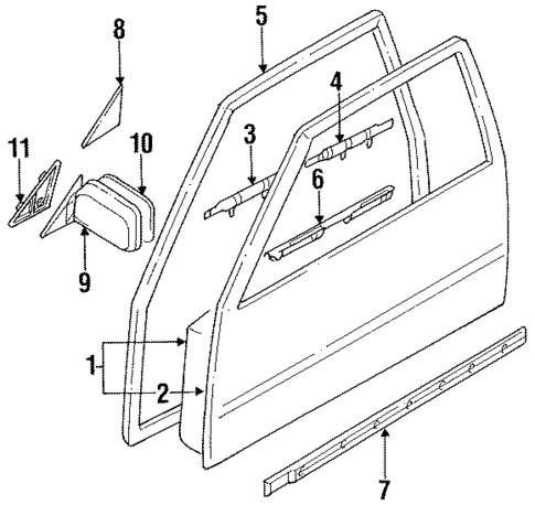 Door & Components for 1988 Nissan Sentra #6