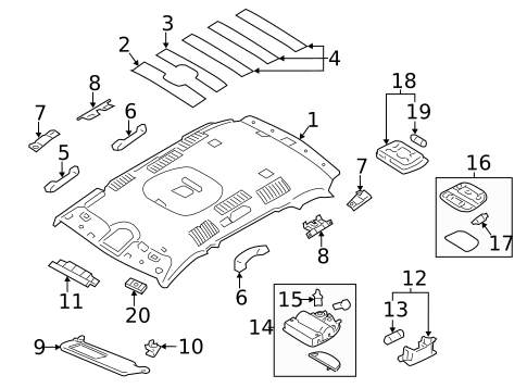 Interior Trim - Roof for 2011 Hyundai Santa Fe #0