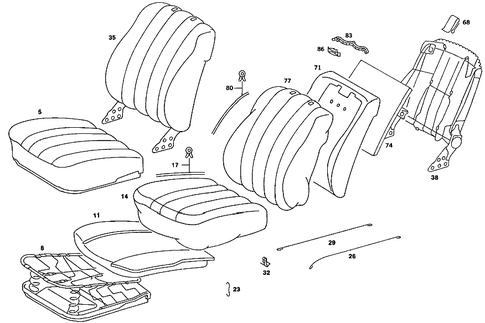 Front Seat, Luggage Net, and Headrest for 1985 Mercedes-Benz 380SE #1