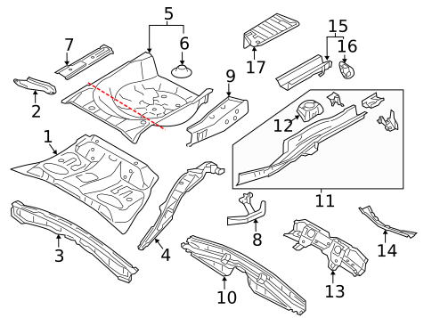 Rear Floor & Rails for 2020 Subaru Impreza #1