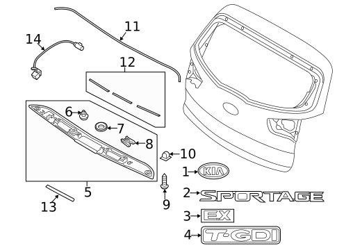 Exterior Trim - Lift Gate for 2012 Kia Sportage #0