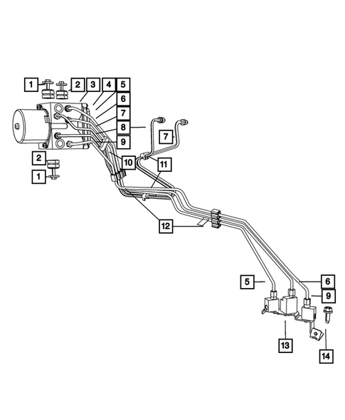 Hydraulic Control Unit, Brake Tubes and Hoses for 2011 Ram Dakota #0