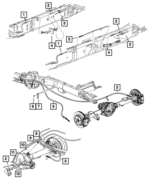 Parking Brake Lever, Cables, and Rear Disc Park Brake Assembly for 2008 Dodge Ram 1500 #2