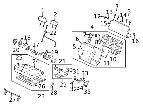 Rear Seat Components for 2011 Mitsubishi Endeavor #0