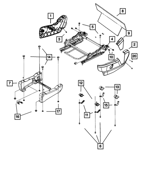 Front Seats - Adjusters, Recliners, Shields and Risers for 2013 Chrysler Town & Country #0