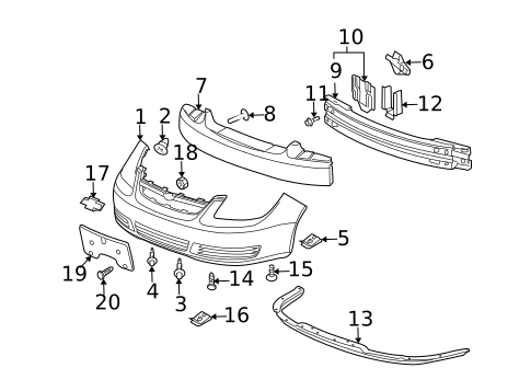 Bumper & Components - Front for 2008 Chevrolet Cobalt #0