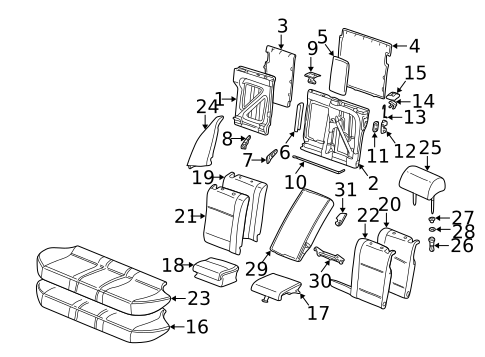 Rear Seat Components for 2002 BMW 540i #0
