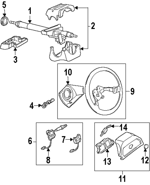 Steering Column & Wheel for 1991 Subaru Legacy #0