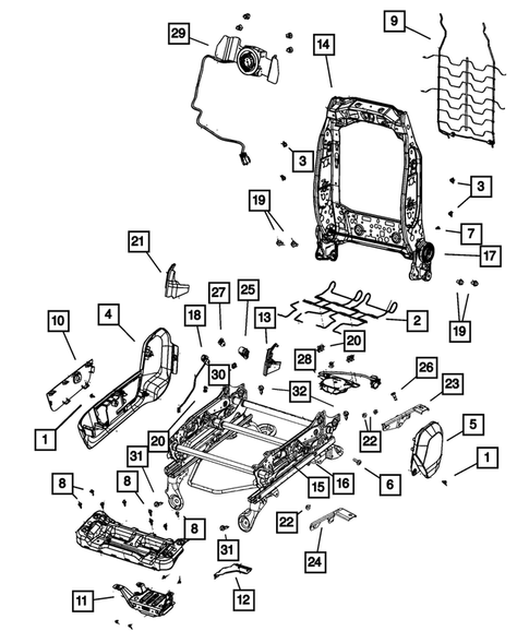 Front Seats - Adjusters, Recliners, Shields and Risers for 2011 Ram 3500 #3