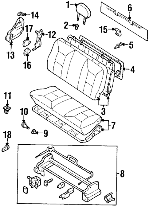 Rear Seat Components for 1998 Nissan Quest #1