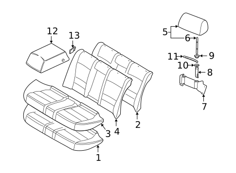 Rear Seat Components for 2003 BMW M5 #1