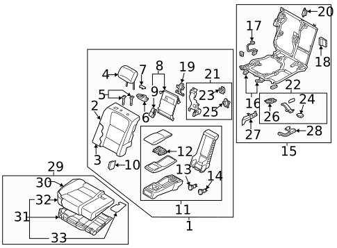 Rear Seat Components for 2015 Hyundai Equus #0