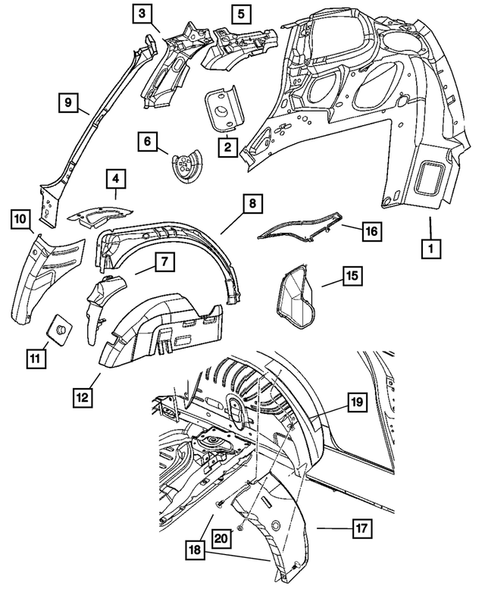 Quarter Panel and Pillars for 2001 Chrysler PT Cruiser #0