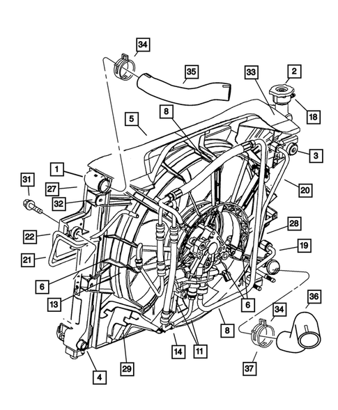 Radiator and Related Parts for 2001 Jeep Grand Cherokee #1
