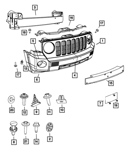 Front Bumper and Fascia for 2008 Jeep Compass #1