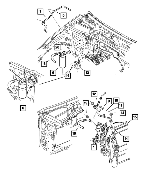 Air Conditioner and Heater Plumbing for 2005 Jeep Liberty #0