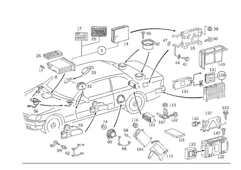 Radio Set, Remote Control, Amplifier, CD-Player, Loudspeaker for 1984 Mercedes-Benz 500 SEC #1