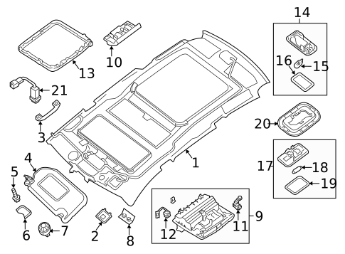 Interior Trim - Roof for 2019 Nissan Pathfinder #0