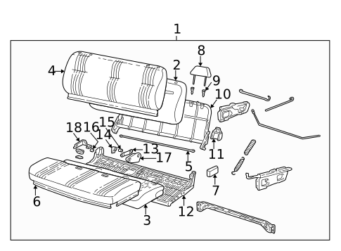 Rear Seat Components for 1996 Chevrolet C3500 #2