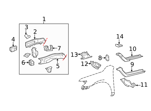Structural Components & Rails for 2011 Toyota Camry #0
