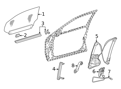 Glass - Door for 2001 Mercedes-Benz CL 55 AMG® #0