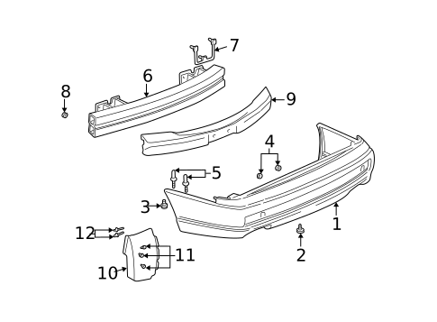 Bumper & Components - Rear for 1998 Cadillac Seville #0