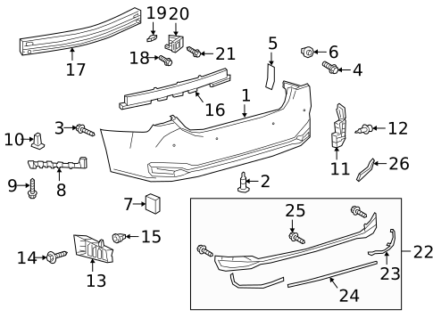 Bumper & Components - Rear for 2025 Lexus ES300h #0