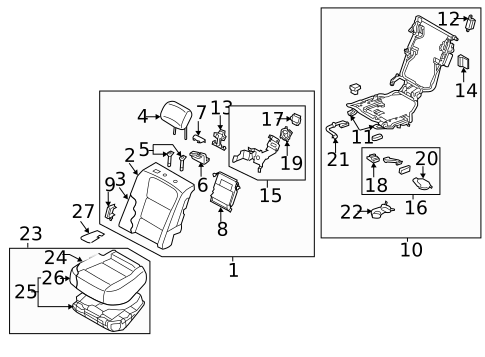 Rear Seat Components for 2015 Hyundai Equus #1