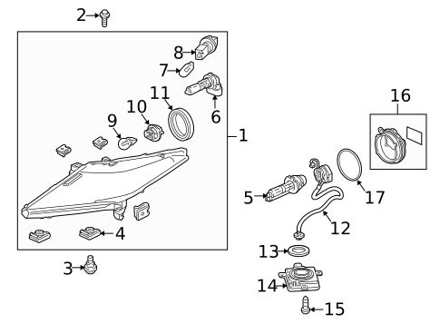 Headlamp Components for 2012 Acura ZDX #0