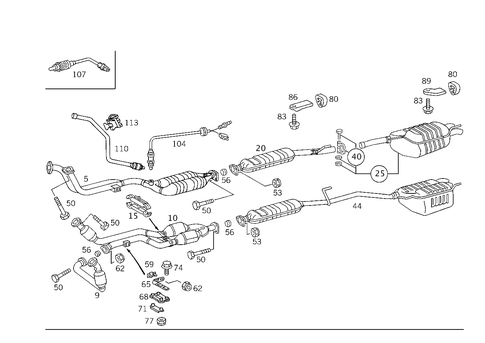 Exhaust System Used on Six-Cylinder Gasoline Vehicles for 1998 Mercedes-Benz C280 #1