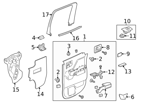 Interior Trim - Rear Door for 2016 GMC Sierra 2500 HD #0