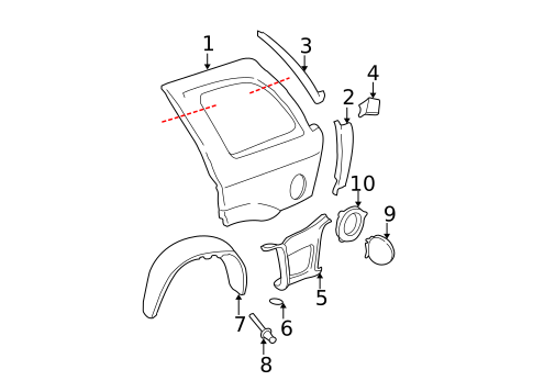 Quarter Panel & Components for 2003 Oldsmobile Bravada #1