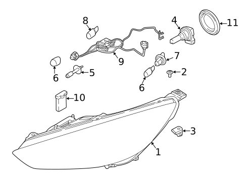 Headlamp Components for 2017 Ford Focus #1