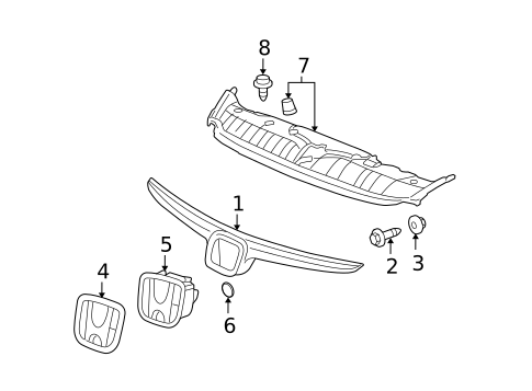 Grille & Components for 2008 Honda Civic #2