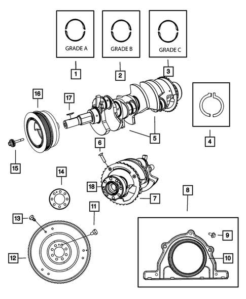 Crankshaft, Piston, Drive Plate, Flywheel, and Damper for 2010 Dodge Challenger #0