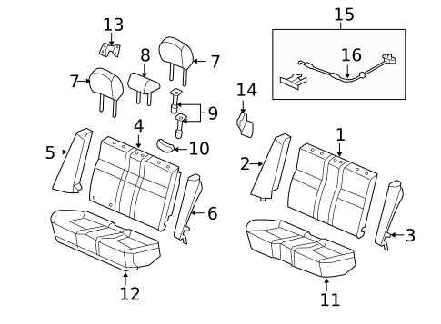 Rear Seat Components for 2011 Honda Civic #0